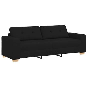 3-teiliges Sofaset mit Kissen aus schwarzem Stoff