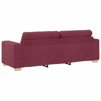 3-teilige Sofagarnitur mit Kissen, weinrot, Stoff