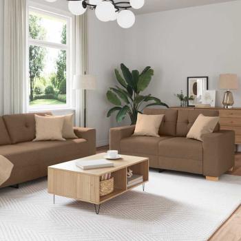 ARDEBO.de - 3-teiliges Sofa-Set mit Kissen aus braunem Stoff