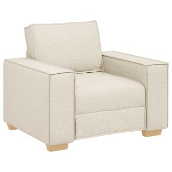 3-teiliges Sofaset mit Kissen, cremefarbene Stoff