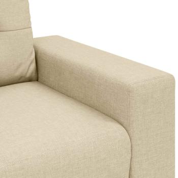 3-teiliges Sofaset mit Kissen, cremefarbene Stoff