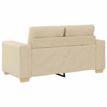 3-teiliges Sofaset mit Kissen, cremefarbene Stoff