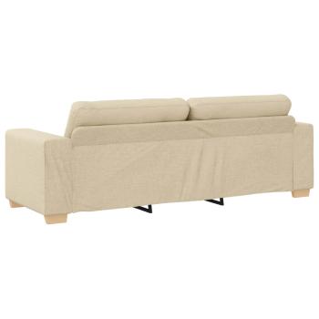 3-teiliges Sofaset mit Kissen, cremefarbene Stoff