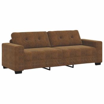 3-teiliges Sofaset mit Kissen, braunes Kunstleder