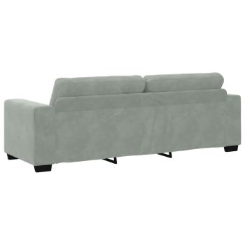 3-teilige Sofagarnitur mit Kissen Hellgrau Velvet