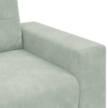 3-teilige Sofagarnitur mit Kissen Hellgrau Velvet