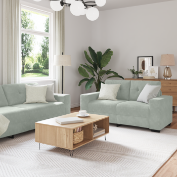 3-teilige Sofagarnitur mit Kissen Hellgrau Velvet