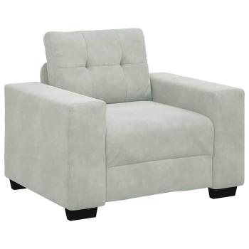 3-teilige Sofagarnitur mit Kissen Hellgrau Velvet