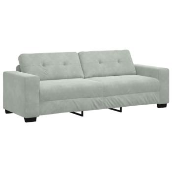3-teilige Sofagarnitur mit Kissen Hellgrau Velvet