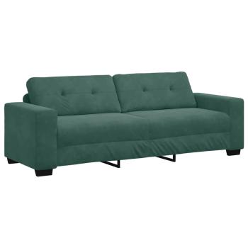 3-teiliges Sofaset mit Kissen in dunkelgrünem Samt