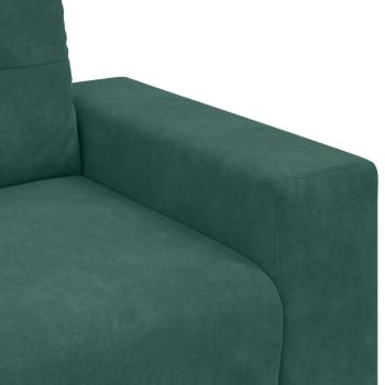 3-teiliges Sofaset mit Kissen in dunkelgrünem Samt
