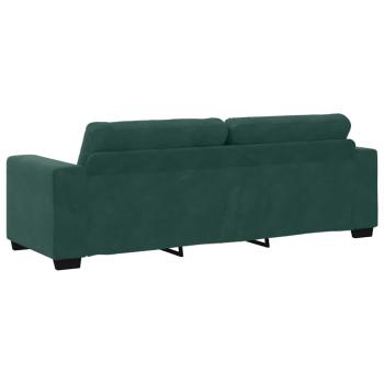 3-teiliges Sofaset mit Kissen in dunkelgrünem Samt