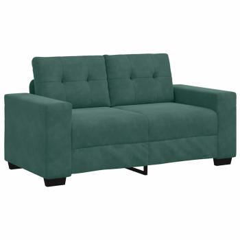 3-teiliges Sofaset mit Kissen in dunkelgrünem Samt