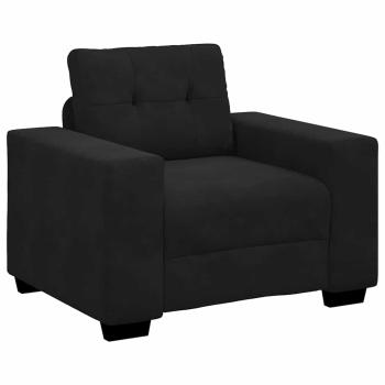 3-teiliges Sofaset mit Kissen aus schwarzem Samt