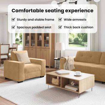 3-teiliges Sofaset mit Kissen aus braunem Samt