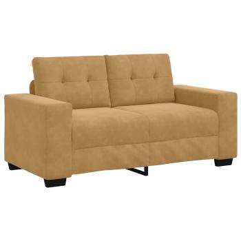 3-teiliges Sofaset mit Kissen aus braunem Samt
