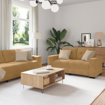 Sofa Set 3 Stk. Braun Samt