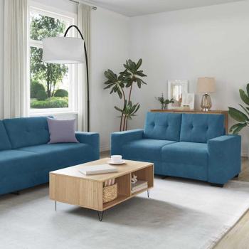 ARDEBO.de - 3-teilige Sofaset mit Kissen Blau Velvet