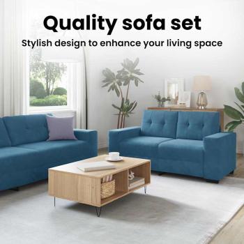 3-teilige Sofaset mit Kissen Blau Velvet