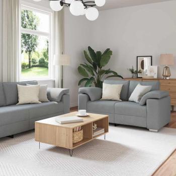 ARDEBO.de - 3-teiliges Sofaset mit Kissen in hellem Grau