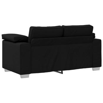 2-teiliges Sofaset mit Kissen schwarzer Stoff