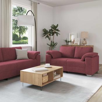 ARDEBO.de - 2-teiliges Sofaset mit Kissen Weinrot Stoff