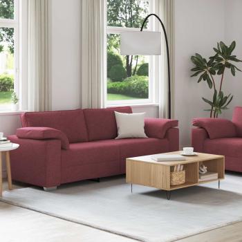 2-teiliges Sofaset mit Kissen Weinrot Stoff