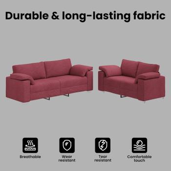 2-teiliges Sofaset mit Kissen Weinrot Stoff