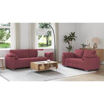 2-teiliges Sofaset mit Kissen Weinrot Stoff