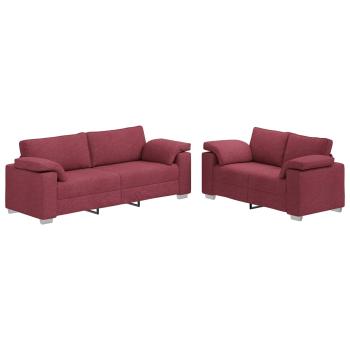 2-teiliges Sofaset mit Kissen Weinrot Stoff