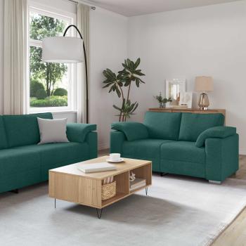 ARDEBO.de - 2-teiliges Sofaset mit Kissen Dunkelgrüner Stoff