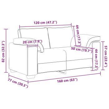 2-teiliges Sofa-Set mit Kissen aus wolkengrauem Stoff
