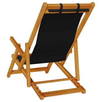 Faltbare Strandstühle 2er Set Schwarz Akazienholz & Textilene
