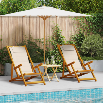Liegestuhl mit Kissen 2 pcs Braun Massivholz Akazie