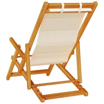 Faltbare Strandstühle 2er-Set Creme, Akazienholz und Textilene