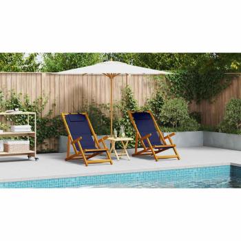 Liegestuhl mit Kissen 2 pcs Braun Massivholz Akazie