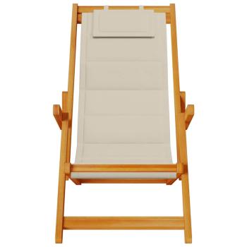 Klappstrandstühle 2er Set Taupe aus massivem Akazienholz & Textilene