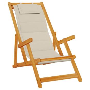 Klappstrandstühle 2er Set Taupe aus massivem Akazienholz & Textilene