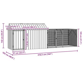 Vogelvoliere mit Erweiterung Anthrazit 112x421x141 cm Stahl