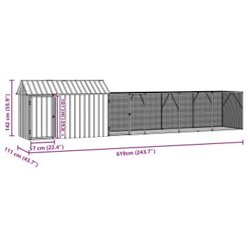 ARDEBO.de - Vogelvoliere mit Erweiterung Anthrazit 112x619x141 cm Stahl