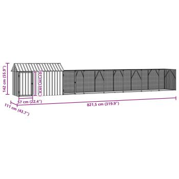 ARDEBO.de - Vogelvoliere mit Erweiterung in Anthrazit 112x81,7x141 cm aus Stahl