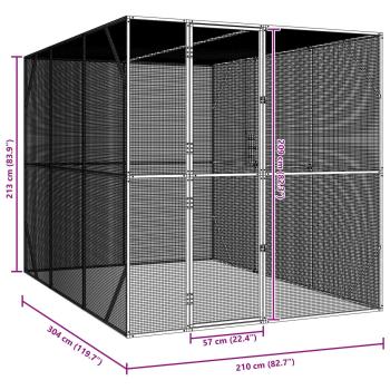 Vogelvoliere Anthrazit 302x206x214 cm Stahl