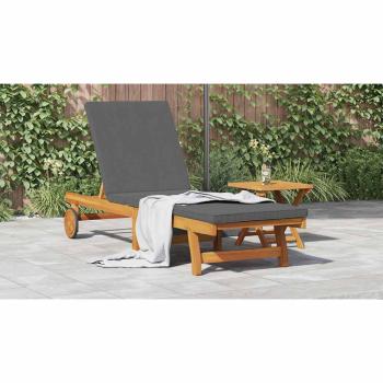 Rollbare Sonnenliege mit Tisch und Kissen aus Akazienholz