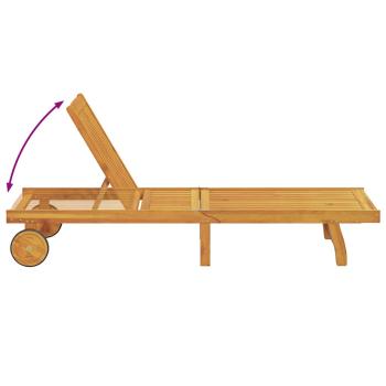 Rollbare Sonnenliege mit Tisch und Kissen aus Akazienholz