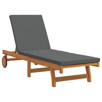 Rollbare Sonnenliege mit Tisch und Kissen aus Akazienholz