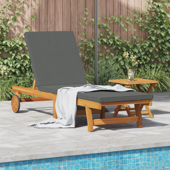 Rollbare Sonnenliege mit Tisch und Kissen aus Akazienholz