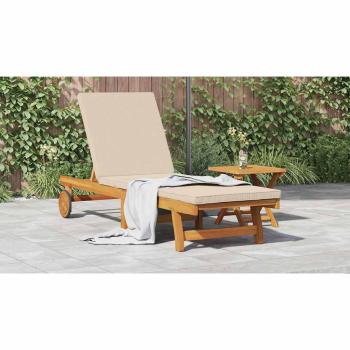 Roll-Sonnenliege mit Tisch und Kissen aus massivem Akazienholz