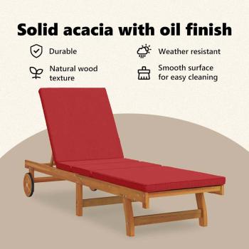 Rollen-Sonnenliege mit Tisch und Kissen aus solidem Akazienholz
