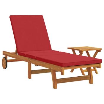 Rollen-Sonnenliege mit Tisch und Kissen aus solidem Akazienholz