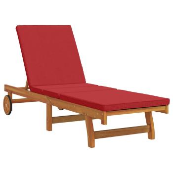 Rollbare Sonnenliegen 2er Set mit Tisch & Kissen aus Akazienholz